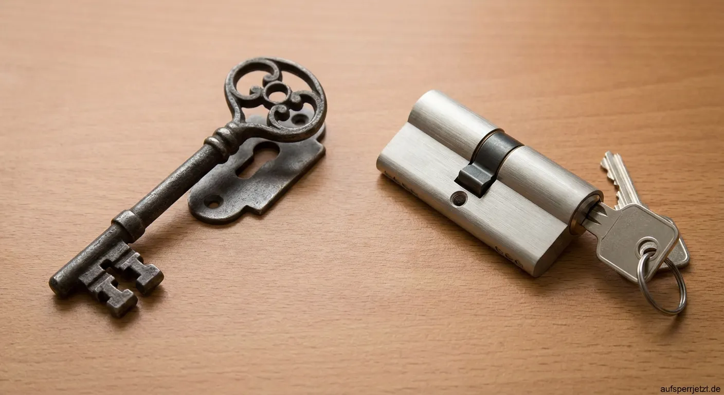 Grafik Buntbartschlüssel vs. Profilzylinder Unterschiede bei Innentüren