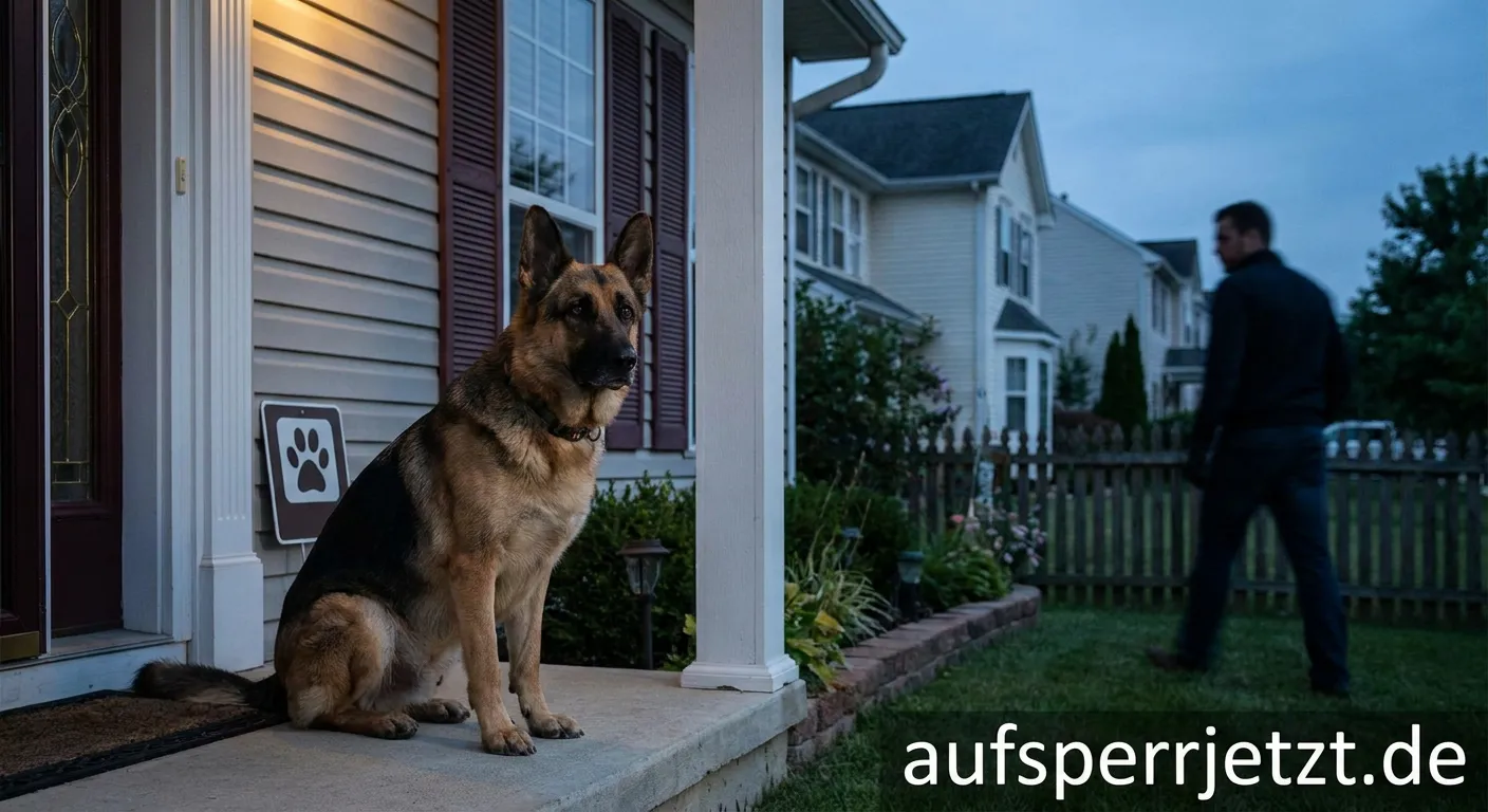 Deutscher Schäferhund bewacht das Haus als effektiver Einbruchschutz