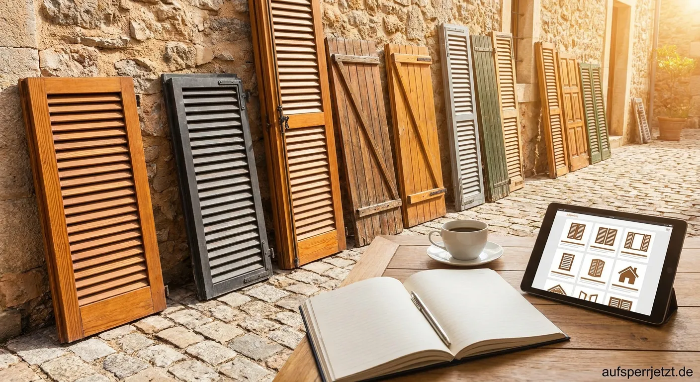 Fensterladen an einem schönen Einfamilienhaus mit Garten