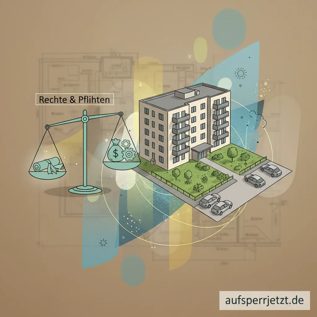 Modernes Mehrfamilienhaus mit Balkonen, Symbol für Gemeinschaftseigentum