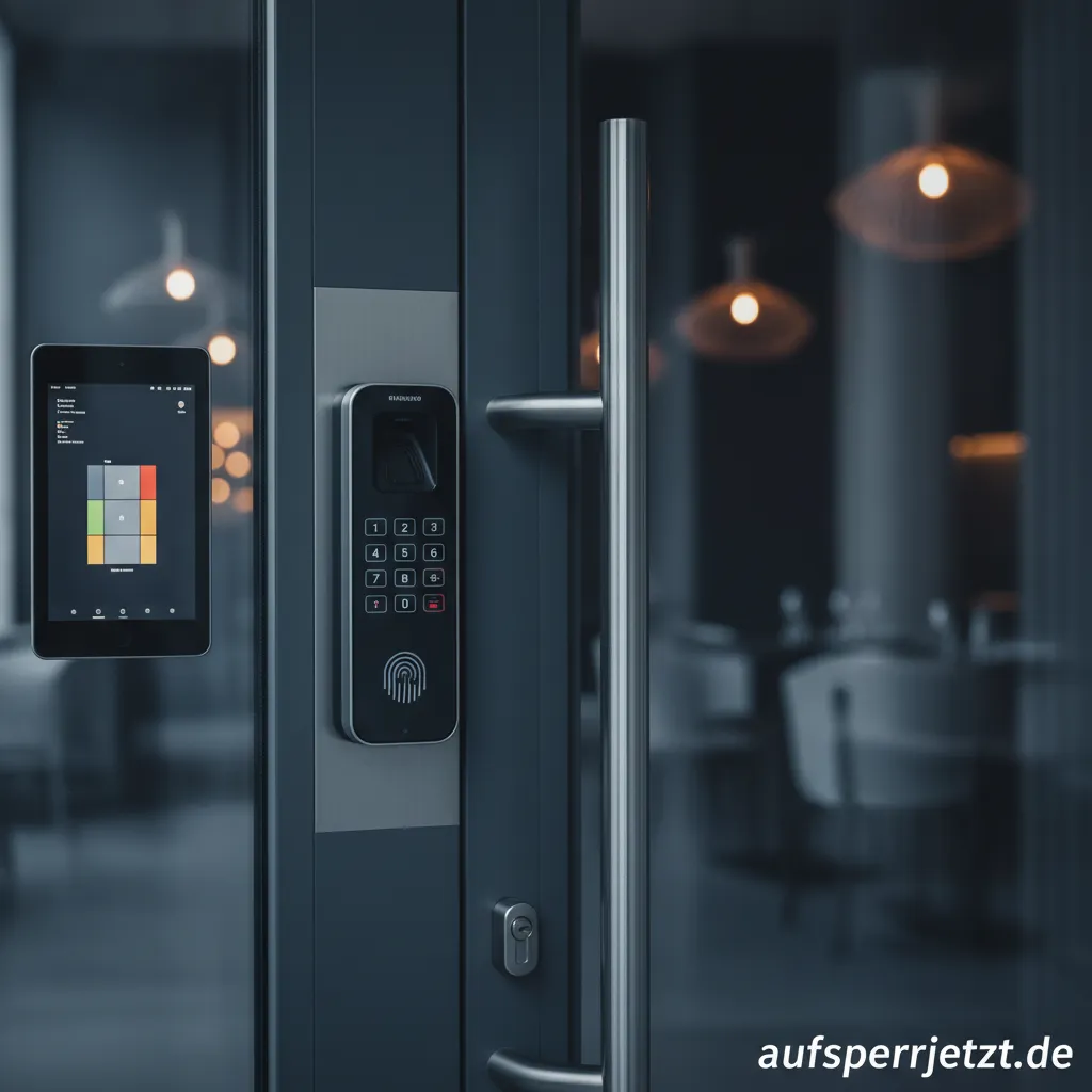 Ein modernes digitales Türschloss an einer Restauranttür