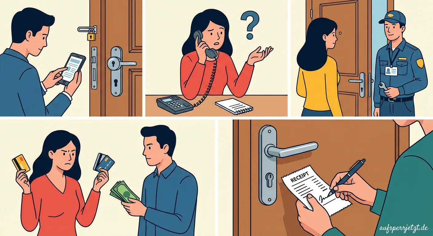 Handwerker öffnet eine Tür mit Spezialwerkzeug ohne Beschädigung