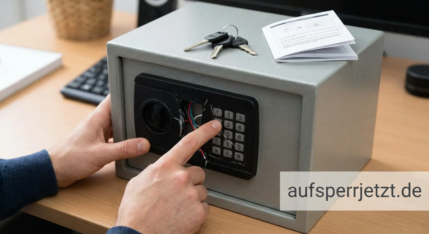 Elektronisches Tresorschloss mit Zifferntastatur an einem Stahltresor