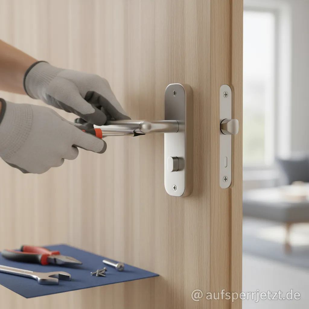 Ein lockerer Türdrücker, der repariert werden muss