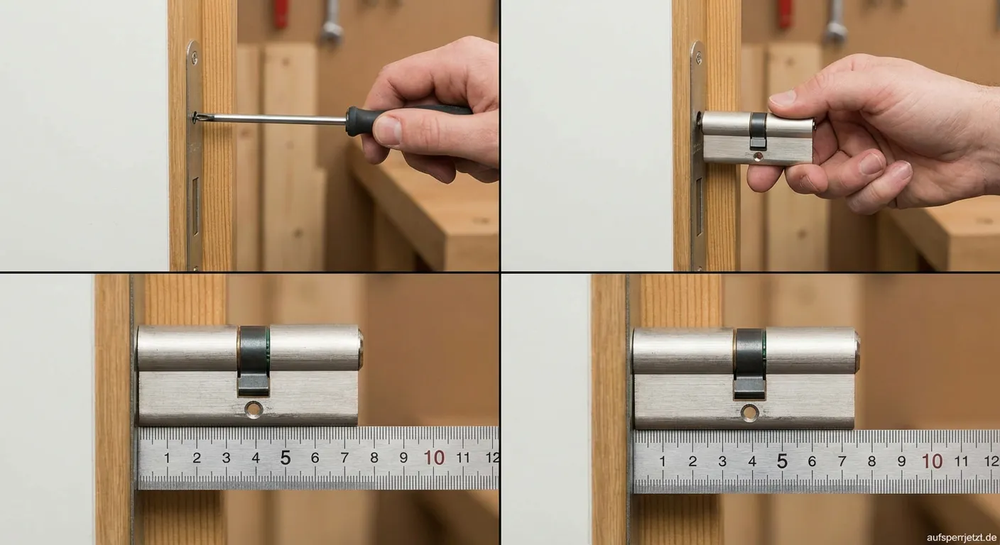 Messung eines Schließzylinders mit Messschieber